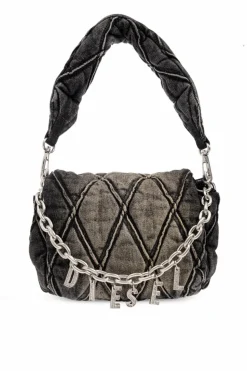 Diesel GREY āCharm-Dā denim shoulder bag