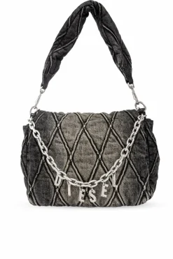Diesel GREY āCharm-D Mediumā denim shoulder bag