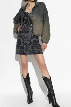 Diesel NAVY BLUE Denim jacket `DE-FLOWER-S`