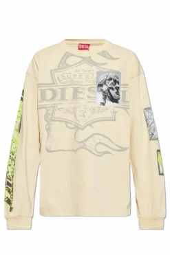 Diesel YELLOW T-shirt T-BOXT-LS-SLITS-R5