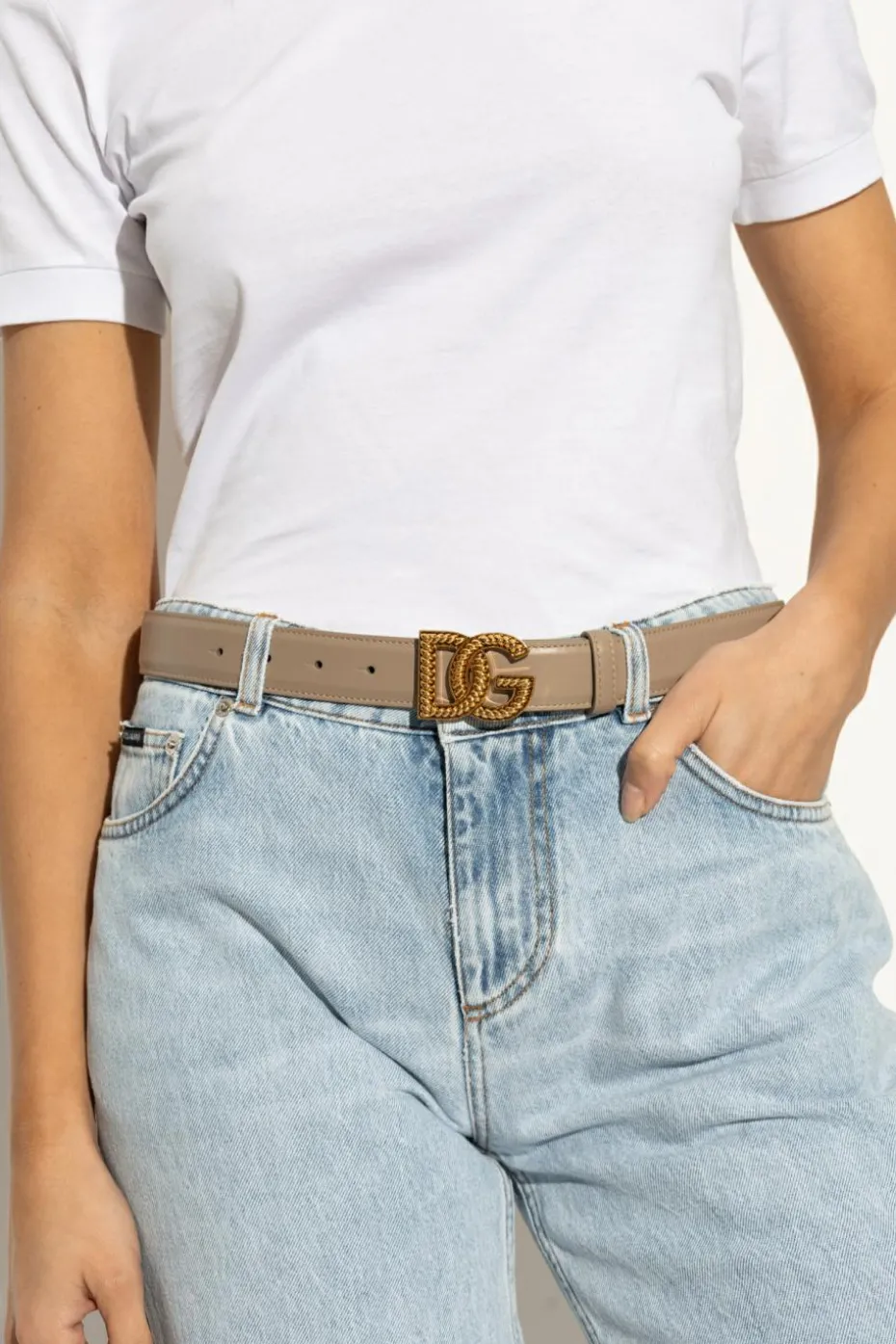 Dolce & Gabbana beige Leather belt