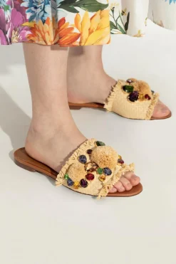 Dolce & Gabbana beige Slides with shimmering embellishments