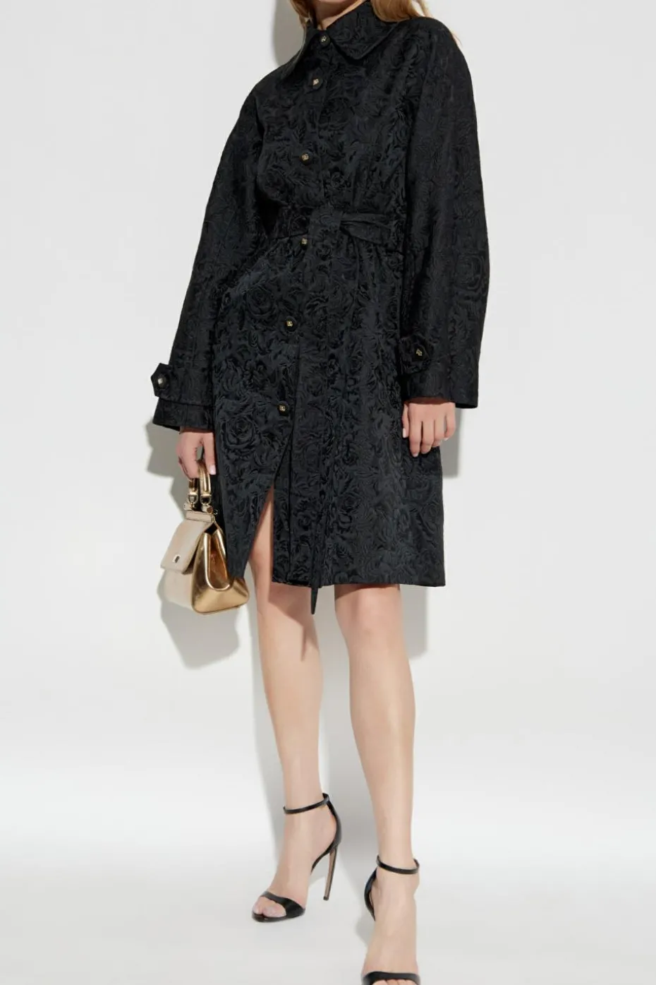 Dolce & Gabbana BLACK Coat with floral pattern
