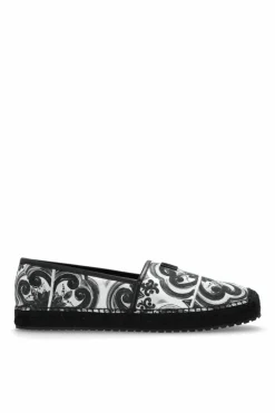 Dolce & Gabbana BLACK Espadrilles with "Majolica" print
