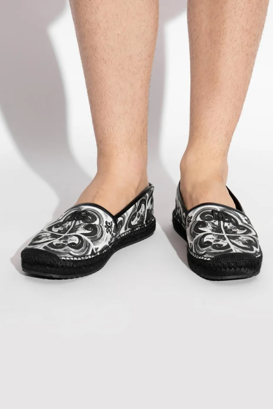Dolce & Gabbana BLACK Espadrilles with "Majolica" print