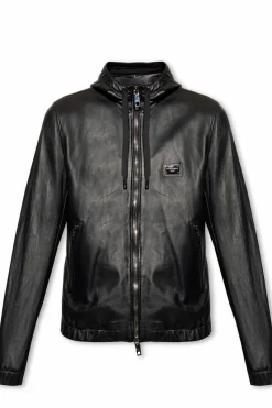 Dolce & Gabbana BLACK Hooded leather jacket