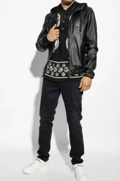 Dolce & Gabbana BLACK Hooded leather jacket