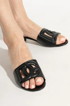 Dolce & Gabbana BLACK Leather heeled slides