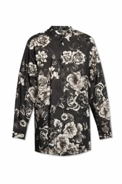 Dolce & Gabbana BLACK Linen shirt with floral pattern