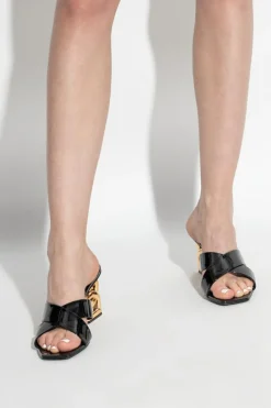 Dolce & Gabbana BLACK Logo-shaped heel slides