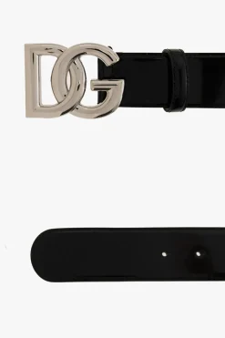 Dolce & Gabbana BLACK Patent leather belt with logo