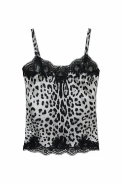 Dolce & Gabbana BLACK Silk top with animal print