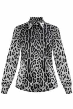 Dolce & Gabbana BLACK Silk shirt with animal motif
