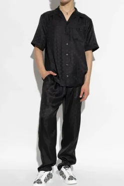 Dolce & Gabbana BLACK Silk trousers with monogram