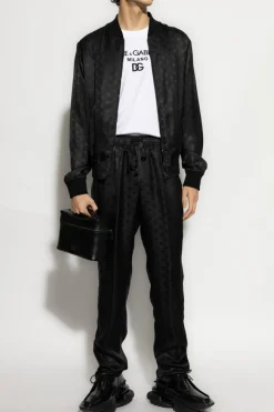Dolce & Gabbana BLACK Silk pants with monogram