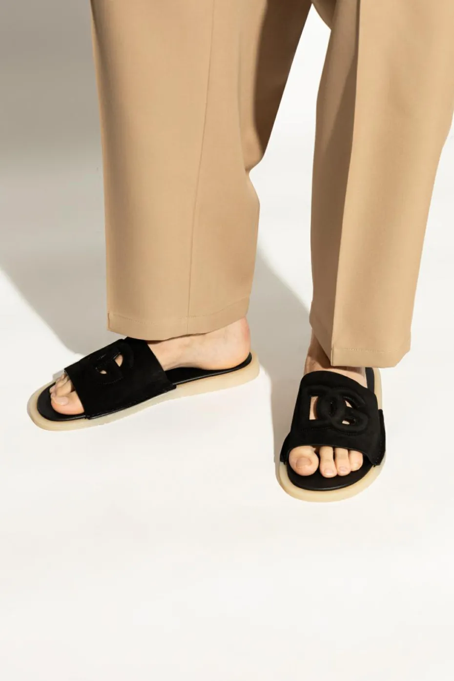 Dolce & Gabbana BLACK Suede Slippers