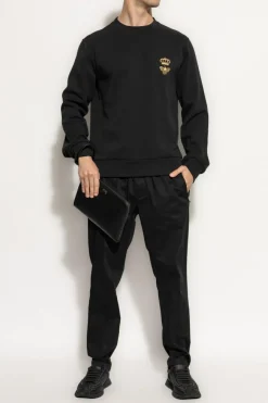 Dolce & Gabbana BLACK Sweatshirt with logo embroidered with lurex thread