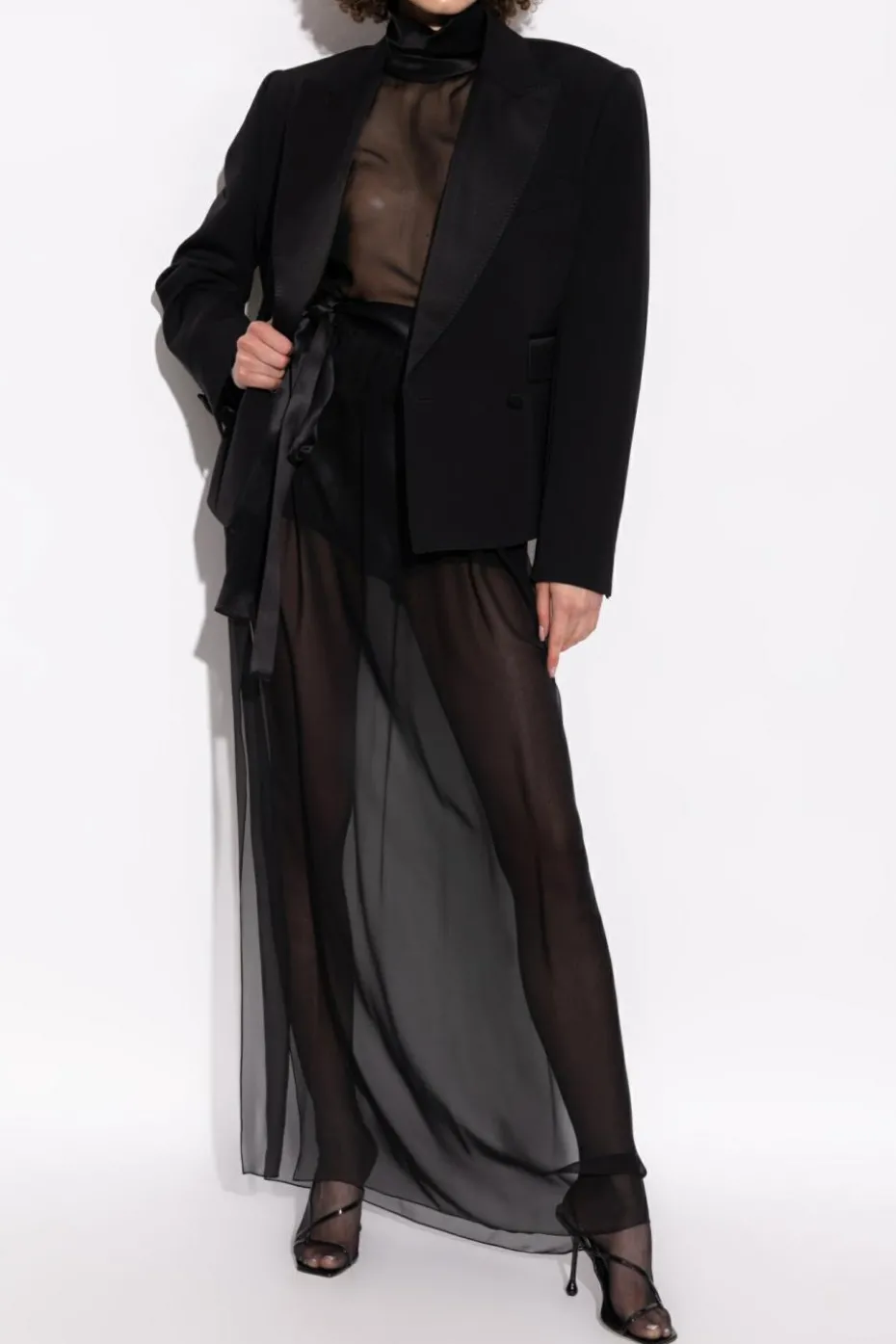 Dolce & Gabbana BLACK Transparent top with stand-up collar