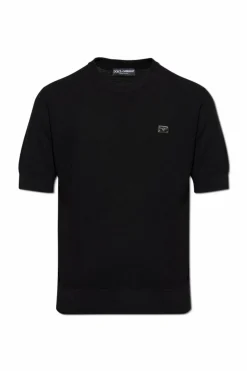 Dolce & Gabbana BLACK T-shirt with logo appliquƩ