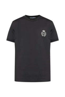 Dolce & Gabbana BLACK T-shirt with an applique