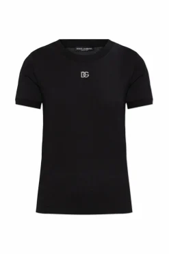 Dolce & Gabbana BLACK T-shirt with shimmering logo