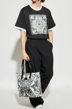Dolce & Gabbana BLACK T-shirt with "Majolica" print