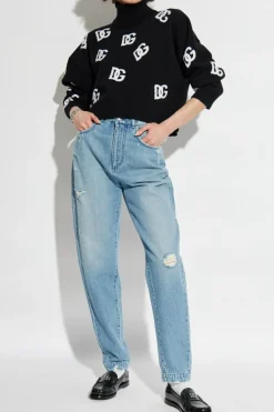 Dolce & Gabbana BLACK Turtleneck with logo