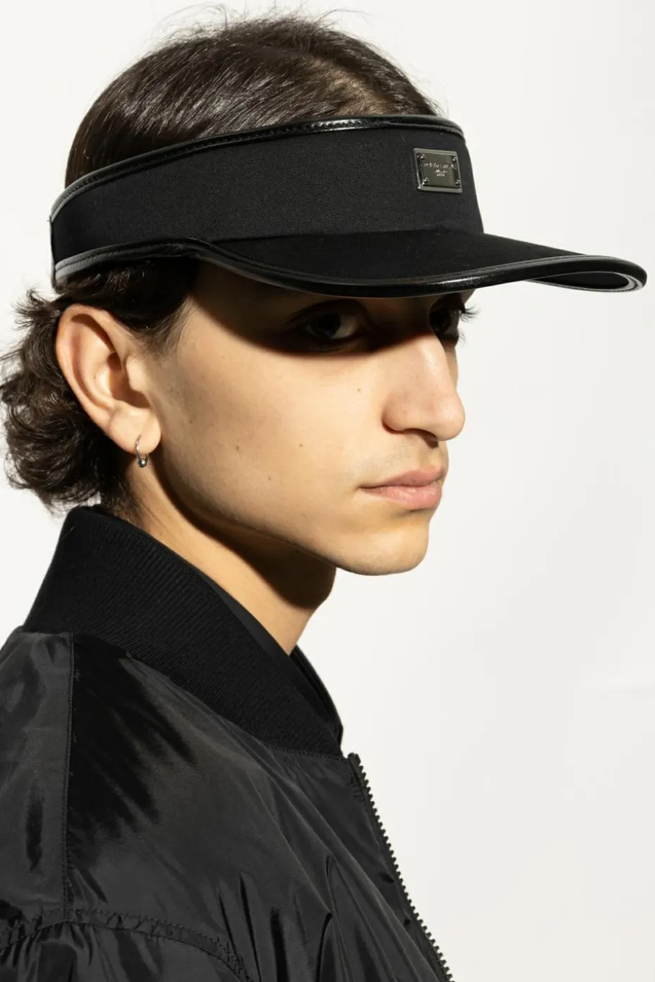 Dolce & Gabbana BLACK Visor with application and engraved logo