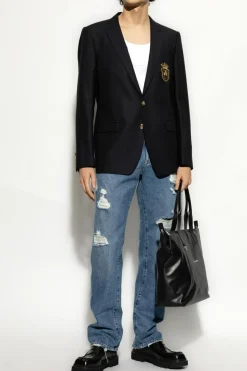Dolce & Gabbana BLACK Wool blazer with appliqué