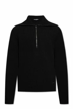 Dolce & Gabbana BLACK Wool sweater with wide collar