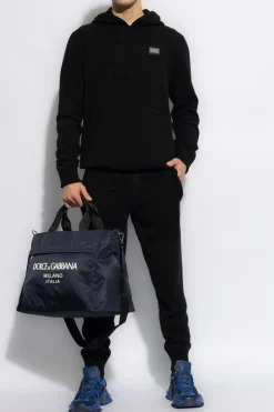 Dolce & Gabbana BLACK Wool trousers with logo