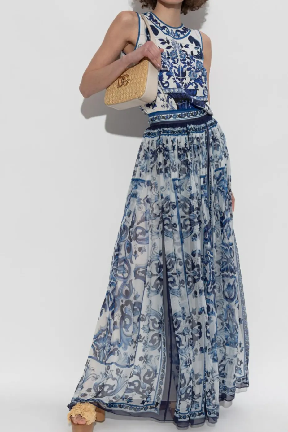 Dolce & Gabbana BLUE Silk skirt with print