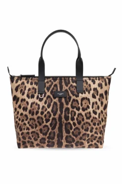 Dolce & Gabbana BROWN Animal motif shopper bag