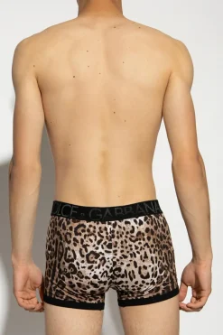 Dolce & Gabbana BROWN Boxers with leopard print