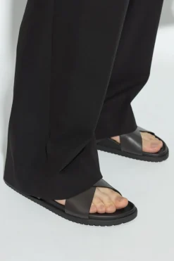 Dolce & Gabbana BROWN Leather slides with logo