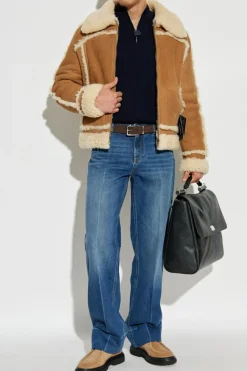 Dolce & Gabbana BROWN Sheepskin coat with pockets