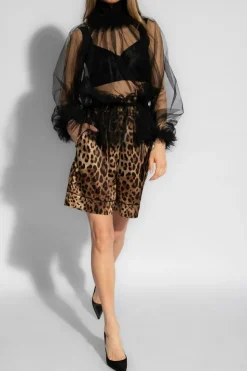 Dolce & Gabbana BROWN Shorts with animal motif