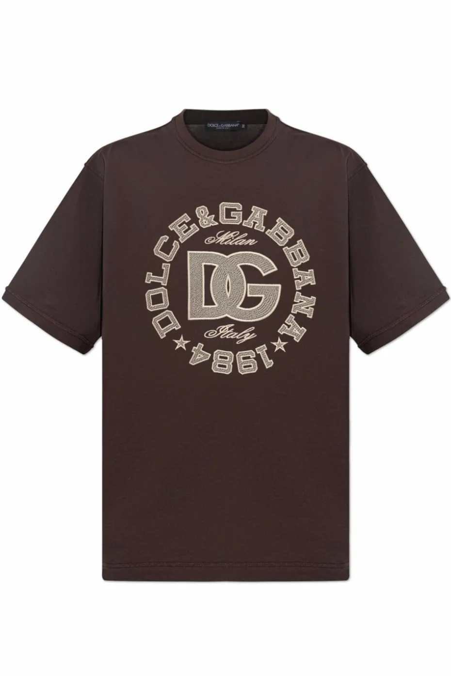 Dolce & Gabbana BROWN T-shirt with embroidered logo