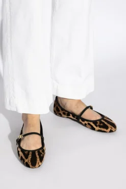 Dolce & Gabbana BROWN Velvet ballerinas with animal motif