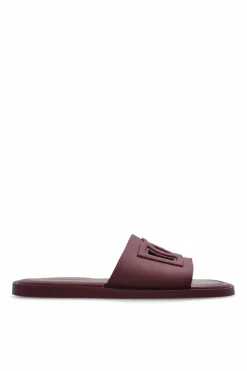 Dolce & Gabbana BURGUNDY Rubber flip-flops with logo