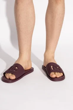 Dolce & Gabbana BURGUNDY Rubber flip-flops with logo