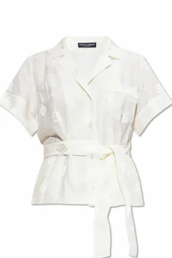 Dolce & Gabbana cream Silk short-sleeve shirt