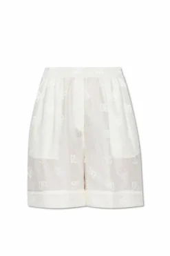 Dolce & Gabbana cream Silk shorts with monogram