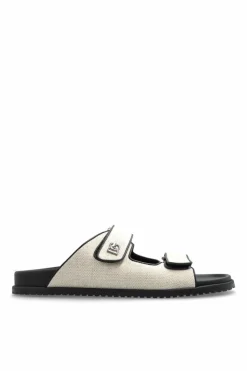 Dolce & Gabbana cream Slides with a logo-shaped appliqué