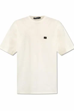 Dolce & Gabbana cream T-shirt with logo appliqué