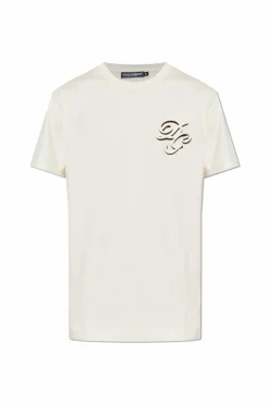 Dolce & Gabbana cream T-shirt with embroidered logo