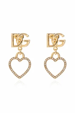 Dolce & Gabbana GOLD Earrings with heart motif pendants