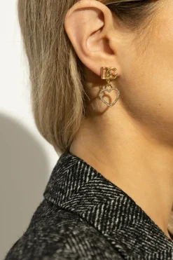 Dolce & Gabbana GOLD Earrings with heart motif pendants