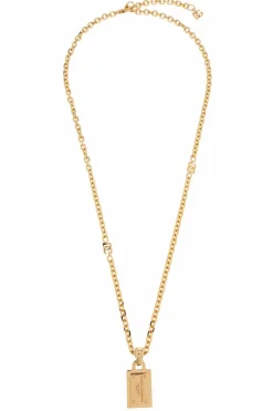 Dolce & Gabbana GOLD Necklace with a pendant engraved with a logo