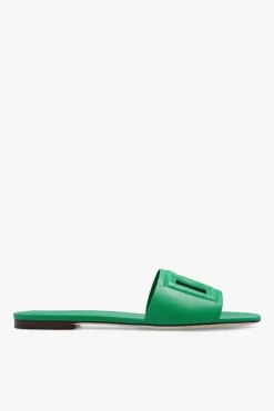 Dolce & Gabbana GREEN ‘Bianca’ leather slides